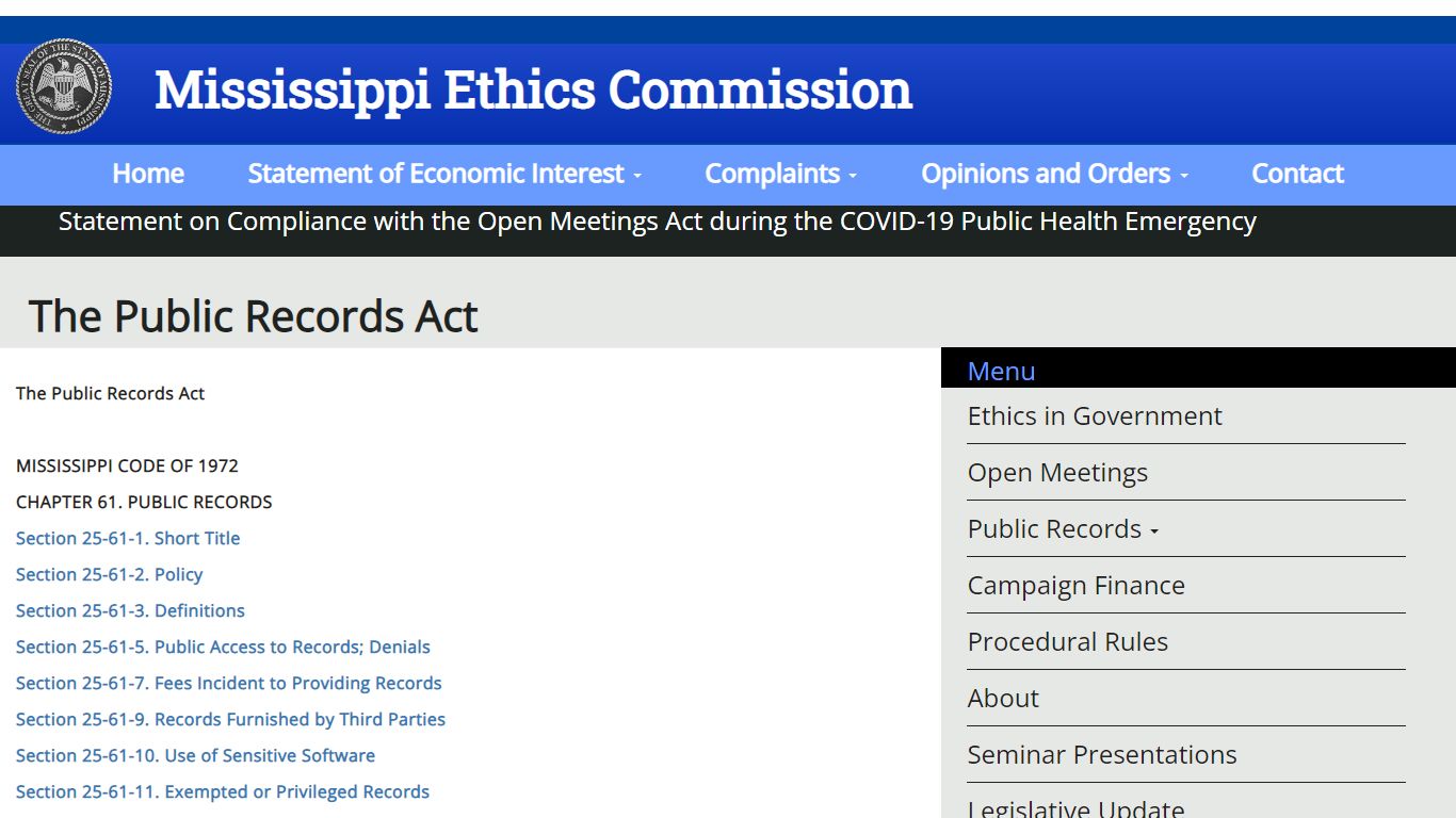 The Public Records Act | Mississippi Ethics Commission